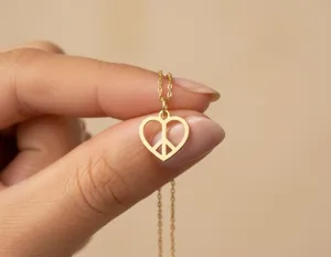 Heart Peace Necklace: Gold Plated Love Symbol Pendant – 3