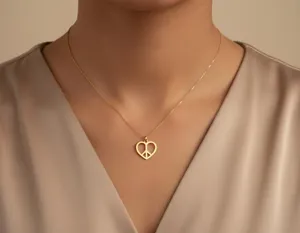 Heart Peace Necklace: Gold Plated Love Symbol Pendant – 2
