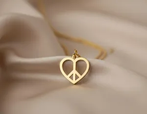 Heart Peace Necklace: Gold Plated Love Symbol Pendant – 1