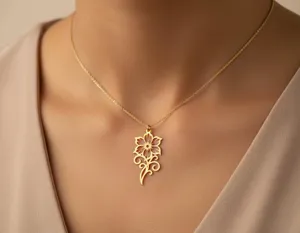 Abstract Flower Pendant Necklace in 925 Sterling Silver – 2
