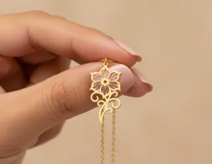 Abstract Flower Pendant Necklace in 925 Sterling Silver – 3