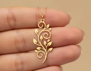 Leafy Vine Pendant Necklace in 925 Sterling Silver Botanical Jewelry – 1