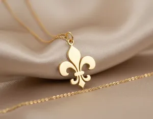 Fleur de Lis Pendant Necklace in Gold Finish Sterling Silver – 2
