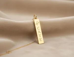 Personalized Name Bar Necklace - Dainty Sterling Silver Pendant – 3