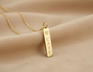 Personalized Name Bar Necklace - Dainty Sterling Silver Pendant – 2