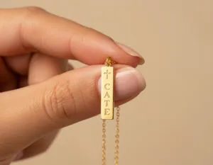 Personalized Name Bar Necklace - Dainty Sterling Silver Pendant – 4