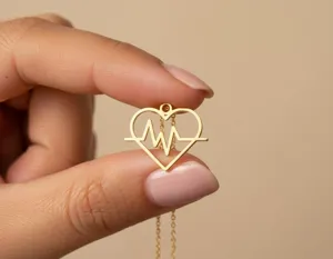 Heartbeat Necklace: Gold Plated Heart Pendant Design – 3