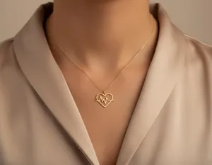 Heartbeat Necklace: Gold Plated Heart Pendant Design – 2
