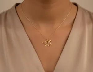 Paper Airplane Necklace: Gold Plated Minimalist Pendant – 2