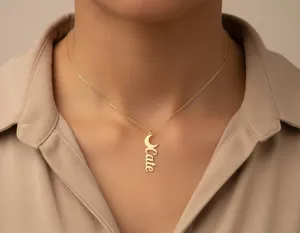 Personalized Name Necklace: Moon Shape Pendant in Sterling Silver – 2