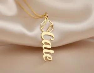 Baseball Name Necklace: Personalized Sterling Silver Sports Pendant – 1