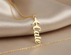 Airplane Name Necklace: Gold Plated Custom Pendant – 1