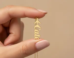 Airplane Name Necklace: Gold Plated Custom Pendant – 3