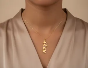 Airplane Name Necklace: Gold Plated Custom Pendant – 2