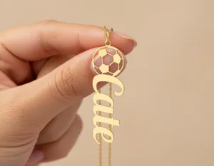 Soccer Name Necklace: Personalized Pendant in Sterling Silver or Gold – 3