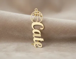 Personalized Basketball Name Necklace in Gold Finish – 3