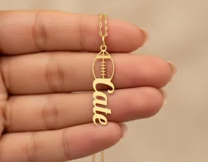 Personalized Football Name Necklace in Sterling Silver – 3