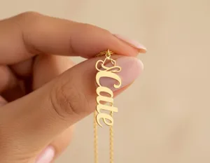 Cowboy Hat Name Necklace – Personalized Sterling Silver Pendant – 1