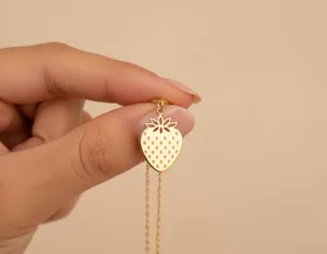Strawberry Necklace in Gold, Rose Gold or Silver Finish – 2