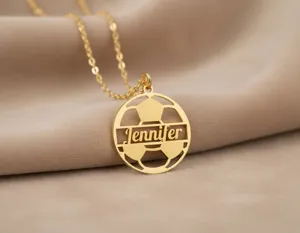 Soccer Name Necklace: Personalized 925 Sterling Silver Pendant – 3