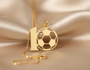 Soccer Number 10 Pendant Necklace in Sterling Silver – 1