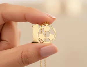 Soccer Number 10 Pendant Necklace in Sterling Silver – 3