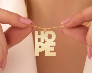 HOPE Necklace – Inspirational Sterling Silver Word Pendant – 1