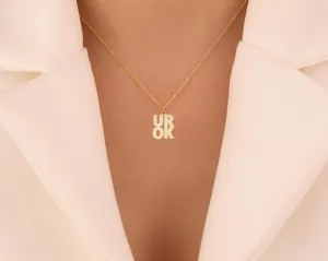 UR OK Necklace: Positive Message Pendant in 925 Sterling Silver – 3