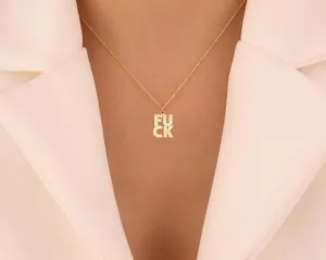 F*CK Necklace in 925 Sterling Silver: Bold Gold Plated Pendant – 3