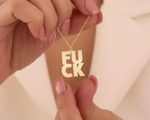 F*CK Necklace in 925 Sterling Silver: Bold Gold Plated Pendant – 2