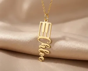 Personalized Piano Name Necklace in Sterling Silver, Gold or Rose Gold – 3