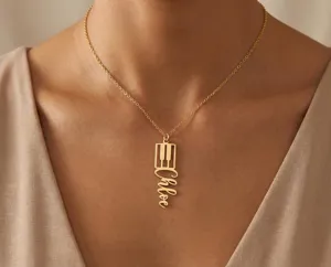 Personalized Piano Name Necklace in Sterling Silver, Gold or Rose Gold – 2