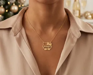 Kitty Necklace: Gold Plated Personalized Cat Pendant – 2