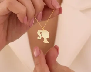 Barb Fashion Doll Silhouette Necklace in Gold Plated Sterling Silver – 2