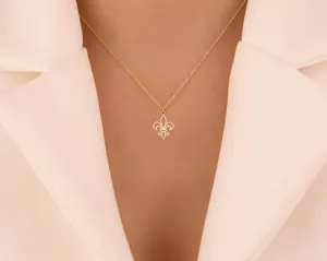 Fleur de Lis Necklace - Elegant Lily Flower Symbol Pendant in Sterling Silver – 3