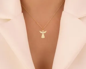 Cross Angel Necklace - Christian Faith Pendant in Sterling Silver – 3