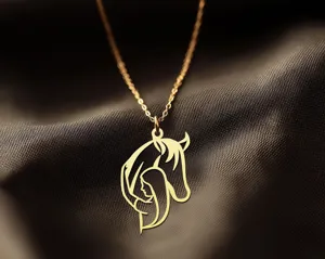 Horse Necklace: Girl Hugging Horse Pendant for Horse Lovers – 1