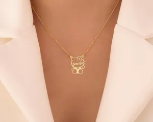 Cute Kitty Name Necklace: Personalized 925 Sterling Silver Cat Jewelry – 3