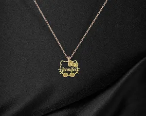 Custom Kitty Name Necklace: Personalized Cat Charm in Sterling Silver – 3