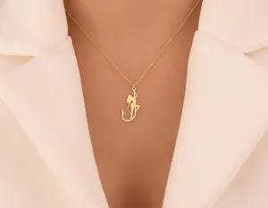 Fishing Hook Necklace: Gold Plated Silhouette Pendant – 3