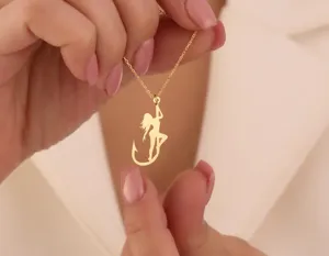Fishing Hook Necklace: Gold Plated Silhouette Pendant – 2