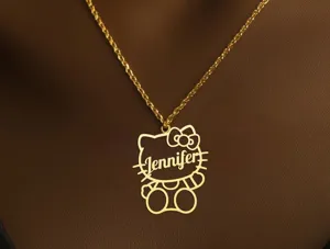 Custom Kitty Name Necklace: Personalized Cat Bow Pendant in Sterling Silver – 1
