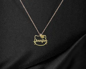 Cat Name Necklace: Cute Floral Kitty Personalized Pendant – 2
