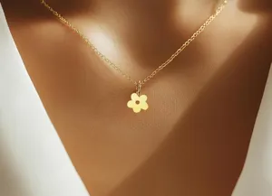 Flower Necklace with Cute Kitty Flower Charm in 925 Sterling Silver – 1