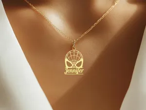 Personalized Spiderman Necklace with Name in 925 Sterling Silver – 1