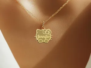 Personalized Cute Cat Name Necklace in Sterling Silver – 1