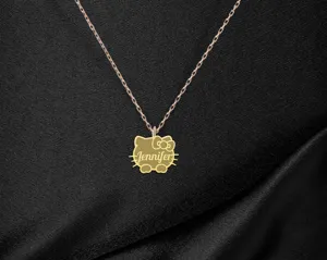 Personalized Cute Cat Name Necklace in Sterling Silver – 4