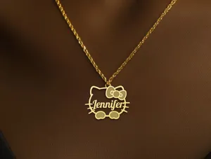 Personalized Kitty Name Necklace - Cute Cat Charm in Sterling Silver – 1