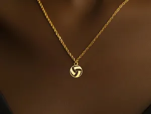 Volleyball Pendant Necklace in 925 Sterling Silver, Gold Plated – 1