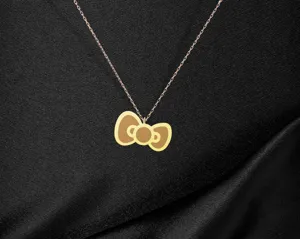 Kitty Bow Necklace - Cute Bow Charm Pendant in 925 Sterling Silver – 1